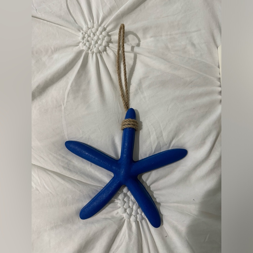 Blue decorative wood starfish